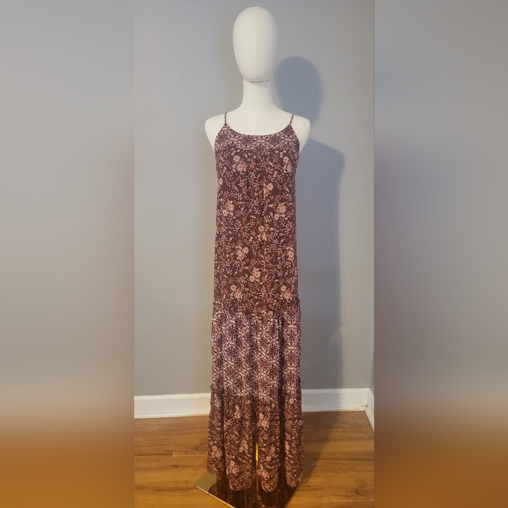 Womens Knox Rose Maroon Floral Halter Top Maxi Dress Size S